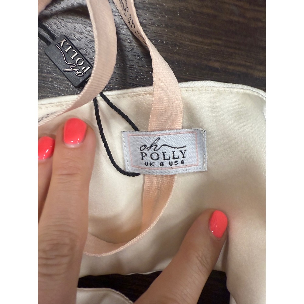 Oh Polly Ivory Satin Cut-Out Mini Dress (NWT) - Picture 4 of 5